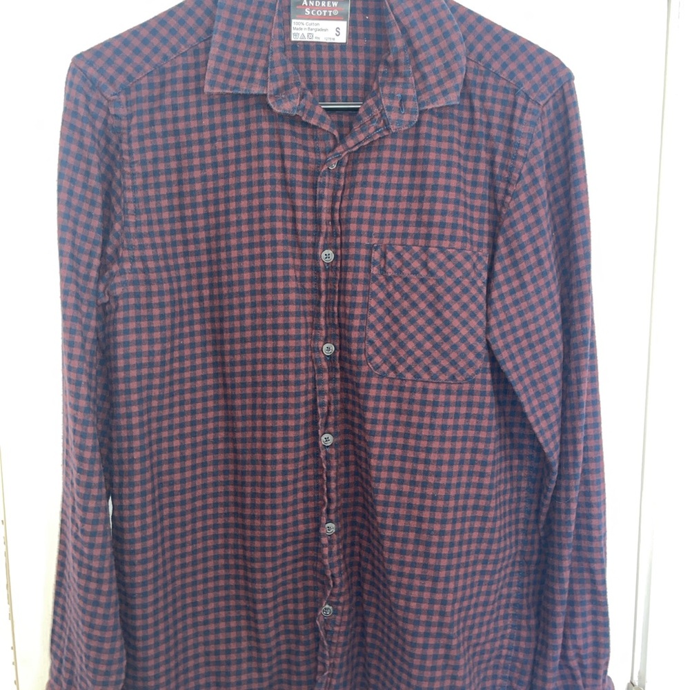 Andrew Scott Red and Blue Plaid Casual Shirt Sz S